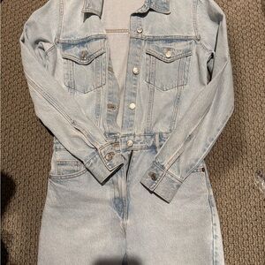 Zara denim short jumpsuit new xs